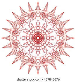 Round abstract circle decorative red colored Mandala.