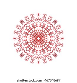 Round abstract circle decorative red colored Mandala.