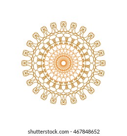 Round abstract circle decorative yellow colored Mandala.