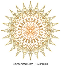 Round abstract circle decorative yellow colored Mandala.