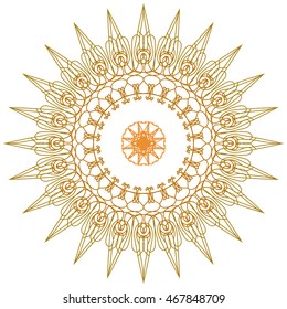 Round abstract circle decorative yellow colored Mandala.