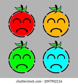 Round abstract comic face and Cartoon vector illustration with combination of leaves on head