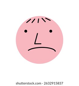 Round abstract comic Face with Emotions. Crayon drawing style. Different colorful character. Stickers for websites and social network. Hand drawn flat Linear vector icon on a white background