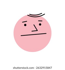 Round abstract comic Face with Emotions. Crayon drawing style. Different colorful character. Stickers for websites and social network. Hand drawn flat Linear vector icon on a white background