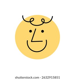 Round abstract comic Face with Emotions. Crayon drawing style. Different colorful character. Stickers for websites and social network. Hand drawn flat Linear vector icon on a white background