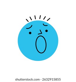 Round abstract comic Face with Emotions. Crayon drawing style. Different colorful character. Stickers for websites and social network. Hand drawn flat Linear vector icon on a white background