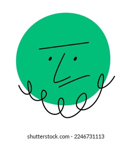 Round abstract comic faces with various emotions set. Crayon drawing style. Different colorful characters. Cartoon style. Flat design. Hand drawn trendy vector illustration isolated on background.