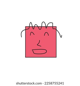 Round abstract comic Faces with various Emotions. Crayon drawing style. Different colorful characters. Cartoon style. Flat design. Hand drawn trendy Vector illustration.
