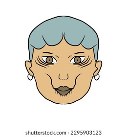 Round abstract comic faces with various Emotions. Crayon drawing style. Different colorful characters. cartoon style. Flat design. Trendy hand drawn Vector illustration.