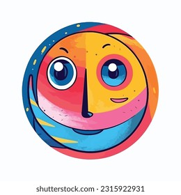 Round abstract comic Faces. vector illustration. funny colorful abstract art, cartoon style. isolated. different emotions. outline mascot style. 