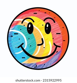 Round abstract comic Faces. vector illustration. funny colorful abstract art, cartoon style. isolated. different emotions. outline mascot style. 