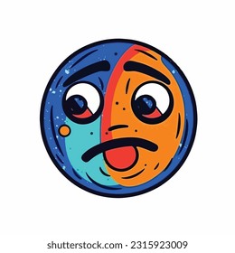 Round abstract comic Faces. vector illustration. funny colorful abstract art, cartoon style. isolated. different emotions. outline mascot style. 