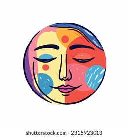 Round abstract comic Faces. vector illustration. funny colorful abstract art, cartoon style. isolated. different emotions. outline mascot style. 