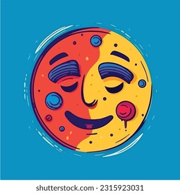 Round abstract comic Faces. vector illustration. funny colorful abstract art, cartoon style. isolated. different emotions. outline mascot style. 