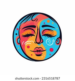 Round abstract comic Faces. vector illustration. funny colorful abstract art, cartoon style. isolated. different emotions. outline mascot style. 