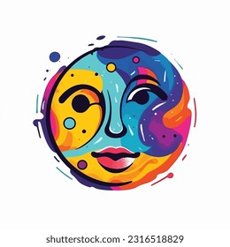 Round abstract comic Faces. vector illustration. funny colorful abstract art, cartoon style. isolated. different emotions. outline mascot style. 