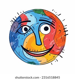 Round abstract comic Faces. vector illustration. funny colorful abstract art, cartoon style. isolated. different emotions. outline mascot style. 