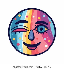Round abstract comic Faces. vector illustration. funny colorful abstract art, cartoon style. isolated. different emotions. outline mascot style. 