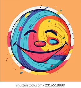 Round abstract comic Faces. vector illustration. funny colorful abstract art, cartoon style. isolated. different emotions. outline mascot style. 