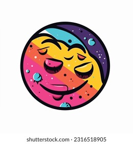 Round abstract comic Faces. vector illustration. funny colorful abstract art, cartoon style. isolated. different emotions. outline mascot style. 