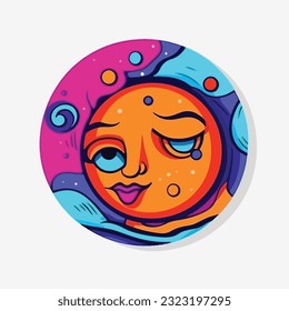 Round abstract comic Faces. vector illustration. funny colorful abstract art, cartoon style. isolated. different emotions. outline mascot style. 