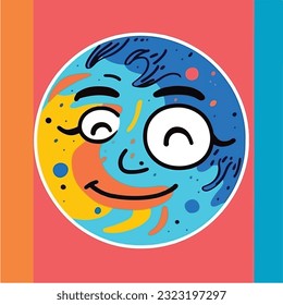 Round abstract comic Faces. vector illustration. funny colorful abstract art, cartoon style. isolated. different emotions. outline mascot style. 
