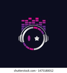 Round Abstract Creative Music Logo With Equalizer