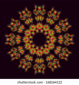 Round abstract decorative pattern. Can be used in textiles, for book design, website background, and also for the design of the objects of interior and exterior. Vector, module