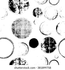 Round Abstract elements.Irregular circles mosaic.Geometric Shapes in Grunge Style . Vintage texture.repeating background. vector illustration..Kids design