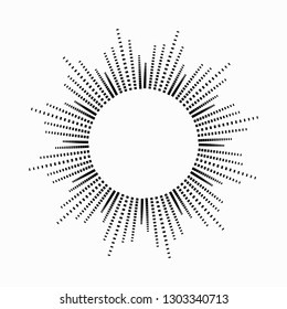 Round abstract equalizer music in the shape of the sun with rays. Symbol, monochrome, icon. Vector design element isolated white background.