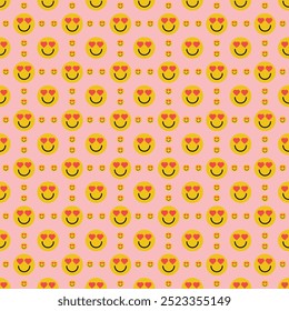 Round abstract faces with different emotions. Seamless background with various colorful characters. cartoon style. flat design. Set of vector emoticons for print, paper, fabric.
