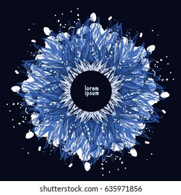 Round abstract floral, feather frame in the shape of a circle. Vector illustration.
