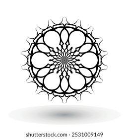 round abstract floral ornament circular pattern decorative ornament in ethnic oriental style spiritual symbol coloring book page vector illustration