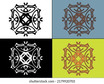 Round Abstract Geometric Logo Template Design In Trendy Linear Style. Vector Illustration