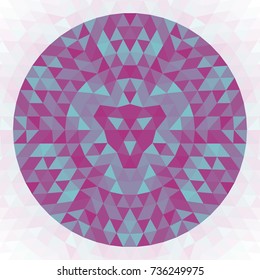 Round abstract geometric triangle kaleidoscopic mandala design - symmetric vector pattern art from triangles