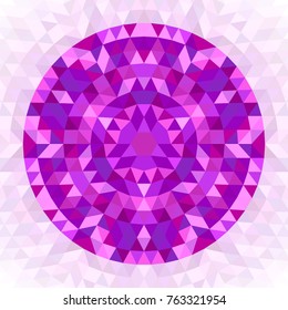 Round abstract geometrical triangle kaleidoscopic mandala design symbol - symmetric vector pattern art from colorful triangles