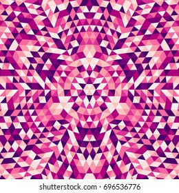 Round abstract geometrical triangle mandala background - symmetrical vector kaleidoscope pattern design from colorful triangles