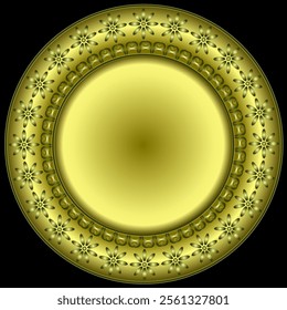 Round abstract gold pattern on black background