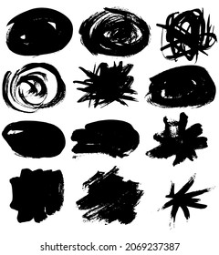 round abstract ink grunge brush strokes on white background - vector round ink grunge 