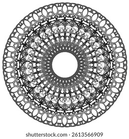 Round abstract lace pattern gray color white background