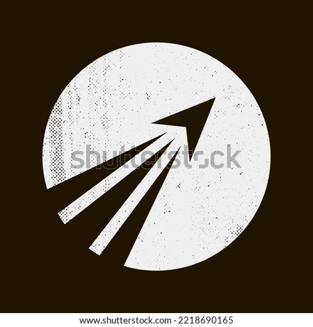 round abstract minimalistic monochrome sign of spaceship taking off