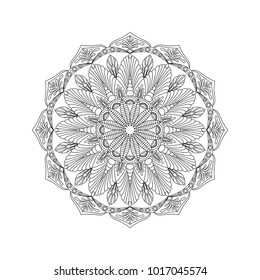 Round abstract ornament of coloring book for adults