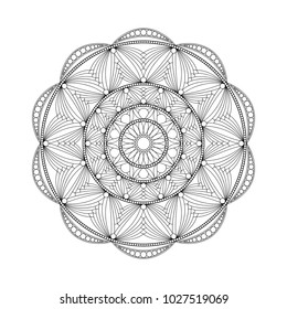 Round abstract ornament of coloring book for adults