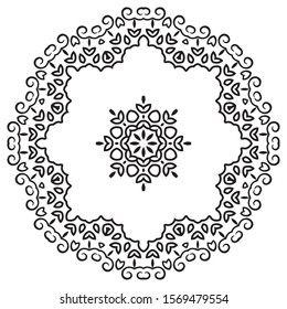 Round abstract ornament in oriental style, mandala isolated on white background, vector illustration.