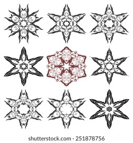 Round abstract ornament set. Vector illustration. Pattern