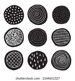 Round abstract pattern, boho circle element isolated. Modern and trendy design