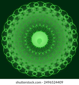 Round abstract pattern on green background

