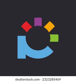 Round abstract square colored logo vector image