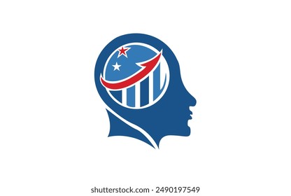 Round abstract star america business head pro logo vector Artificial Intelligence Financial Advisor Pro Logo Design Vector Icon Symbol Illustrations.