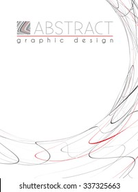 Round. Abstract template of page with black, red and gray thin strips. Vector graphic design layout